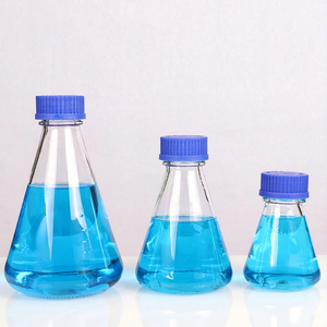 Konische Blaue Kappe Versiegelte Borosilikatglas-Laborreagenzflasche Transparente Erlenmeyerkolben-Flasche Graduiert 250mL - Product Image 1