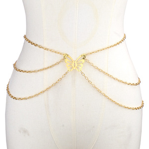 โซ่คล้องเอวรูปผีเสื้อทำจากอัลลอยสายสร้อยหลายชั้นสำหรับผู้หญิงเครื่องประดับแฟชั่นแนวสตรีทแบบลำลอง - Product Image 2