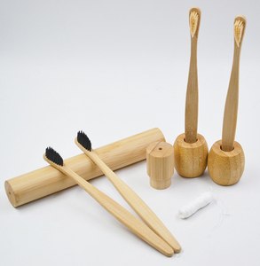 Portaspazzolino in Bambù Ecologico, <span class=keywords><strong>Set</strong></span> di Quattro Pezzi con Logo Personalizzato, Organico e Biodegradabile - Product Image 6