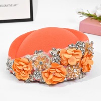 Bérets vintage en toile souple pour femmes, chapeaux turban, fascinators pour l'église, le Derby, avec fleurs, pour les fêtes, pour hôtesse de l'air, pour femmes, style quatre