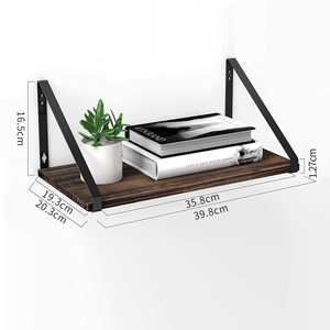Solid Wood Wall Mounted <b>Shelf</b> 35.8cm Dark Brown Durable Living Room Storage <b>Rack</b> - Product Image 1
