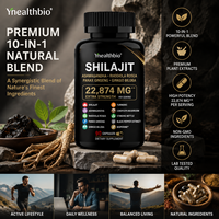 Shilajit de qualité alimentaire, mélange 10 en 1 en capsules, 100 % pur, complexe à base de plantes, étiquette privée, vente en gros disponible