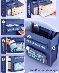 Sac à main Oxford multifonctionnel Sac de tutorat pour étudiants Sac de classement de grande capacité Sac de rangement A4 à fermeture éclair en toile Sac de rangement portable pour papeterie - Product Image 6