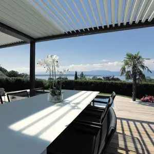 Motorlu açık Modern alüminyum panjur çatı biyoklimatik tente Pergola pencere kör açık alüminyum pergola