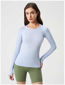 Camiseta Deportiva de Yoga de Manga Larga para Mujer, Ajustada, Sin Costuras, Estilo Naked Sense, 100% Nailon, Marca Under Lulu - Product Image 5
