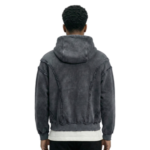 Sweat à capuche boxy en coton personnalisé, streetwear de haute qualité, fabricant de vêtements pour hommes, design vierge, sweat à capuche lourd à fermeture éclair pour hommes - Product Image 3