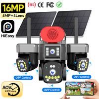 Caméra IP de sécurité panoramique PTZ 16MP, 6 moteurs, 4 objectifs AOV, batterie solaire, caméra CCTV 4G, audio bidirectionnel, système de surveillance IP66