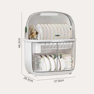 Égouttoir à vaisselle de <span class=keywords><strong>cuisine</strong></span> à 2 niveaux avec plateau de drainage et couvercle, support à baguettes avec <span class=keywords><strong>porte</strong></span> magnétique transparente - Product Image 4