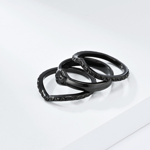 Fashionable Three Piece Stacked <b>Titanium</b> Steel <b>Ring</b> Set Geometric Design Women's Jewelry Gift - Product Image 4