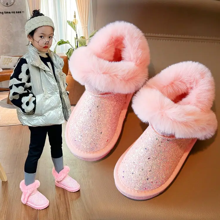 Hot Sale Simple Female Winter Sneakers Classic Pattern Solid Warm Shoes Luxury Designer Snow Boot For Women