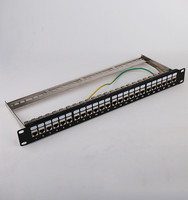 Cat6 Cat6a RJ45 Panel Patch jaringan 1U kosong penuh dimuat dengan Coupler 24 Port Panel Patch