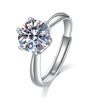 Bagues de dropshipping en moissanite 1 carat, taille ronde, taille émeraude, taille cœur, pour mariage et fiançailles