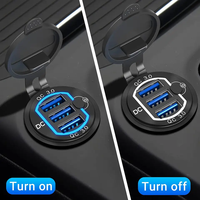 Chargeur 3 x USB 12V/24V 36W QC3.0 à charge rapide 10A avec fusible, nouveau design en aluminium, pour camping-car, voiture, fourgonnette