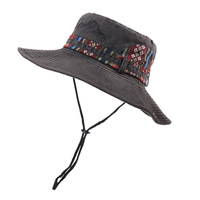 Chapeau Bob en Coton Lavé à Large Bord Anti-UV pour Activités de Plein Air, avec Sangle Mentonnière Réglable – Idéal Randonnée, Pêche, Montagne