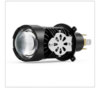 Phare de moto H4 24W avec projecteur, faisceau haut et bas, ampoule à lentille, boîtier noir étanche pour moto