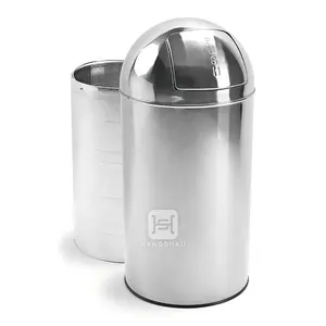 13 Gallon Trash Cans Metal Stainless Steel 50L push Trash Can Garbage Bins With 50L trash can