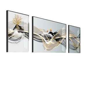 Cuadro <span class=keywords><strong>de</strong></span> <span class=keywords><strong>arte</strong></span> mural <span class=keywords><strong>de</strong></span> porcelana <span class=keywords><strong>de</strong></span> cristal con impresión digital <span class=keywords><strong>de</strong></span> pintura al óleo creativa, diseño abstracto <span class=keywords><strong>de</strong></span> ciervo, con marco para decoración moderna del hogar - Product Image 6