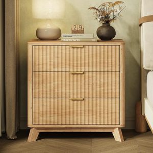 Fluted Bedroom,Closet Dressers Anti-Tipping Large Nightstand Bedside <b>Storage</b> Cabinet <b>Unit</b> <b>Clothes</b> <b>Storage</b> Organizer - Product Image 1