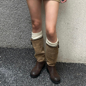 Dong Jie Retro Women's <b>Knee</b>-<b>High</b> Boots Solid Pattern Mid-Sole with Large Belt Buckle and Slim Thick Heel Same Style As Knights - Product Image 4