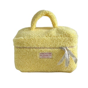 New Fashion Fluffy Zipper Makeup Tote Large Cosmetic Bag for <strong>Travel</strong> Plush Storage <strong>Washbag</strong> - Product Image 1