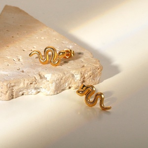Pendientes de Serpiente de Oro de 18k para Mujer, Diseño Divertido y Moderno, Joyería - Product Image 2