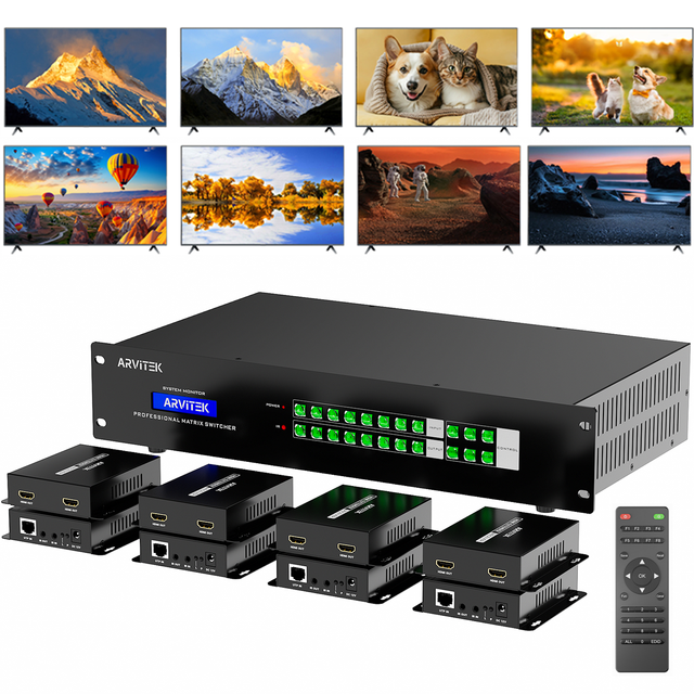 AT-ED808H  H D M I Extender Matrix Switch 8 in 24 out 4K60Hz