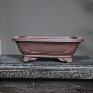 Pot rectangulaire en céramique Zisha Art Déco avec pieds en forme de nuage, petit pot de plantation à face Kui, pot classique pour Calamus et Bonsaï, idéal pour les mariages - Product Image 2