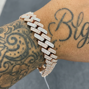 <b>Solid</b> 925 Sterling <b>Silver</b> Rose Gold Plated Chain Link <b>Bracelet</b> Alloy For Unisex Classic Style Jewelry - Product Image 1