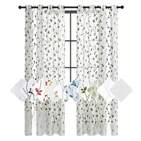 Tissu de rideau fini transfrontalier pour rideaux de chambre à coucher, rideaux transparents brodés de feuilles, rideau d'été moderne personnalisable