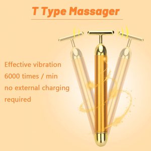 Masajeador Facial Eléctrico en Forma de T, Venta al por Mayor de Fábrica, Herramienta de Belleza <span class=keywords><strong>24K</strong></span>, Barra Dorada para Masaje Facial, para el Cuidado de la Piel - Product Image 5