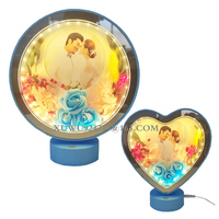 Lampe de table LED avec cadre miroir, cadre photo en plastique, cadre photo LED avec lampe, cadeau d'anniversaire, cadeau de mariage, cadre photo personnalisé