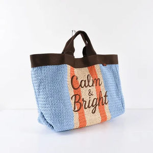 Sacs à main en gros, design rayé personnalisé, grande capacité, sacs à main en paille tissés à la main pour femmes - Product Image 5