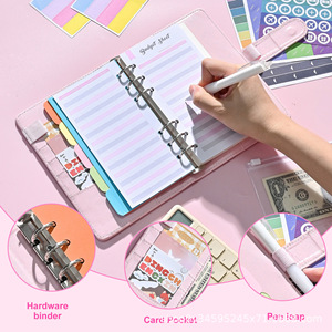 Hot bán A6 Macaron bìa cứng máy tính xách tay đơn giản dễ thương 6-lỗ Dây Kéo Túi 100 trang Sheets đối với trường hóa đơn thay đổi lưu trữ - Product Image 4