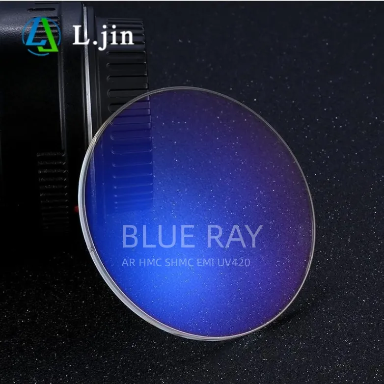 Resin Eyeglass Optical Lens 1.56 Blue Block UV400+ Aspheric Ophthalmic HMC Blue Coating Prescription Lens