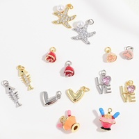 Pendentif JINYUAN en cuivre style vacances à la plage, étoile de mer et arête de poisson, breloque en forme de cœur style Ins, crème glacée rose, Guangzhou