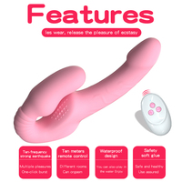 Vibrateur à double tête avec télécommande, stimulation du point G et du clitoris, jouet sexuel sans bretelles, gode vibrant pour lesbiennes et femmes