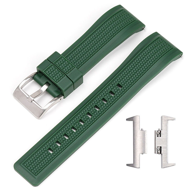 สีเขียวเข้ม + หัวเข็มขัดเงิน