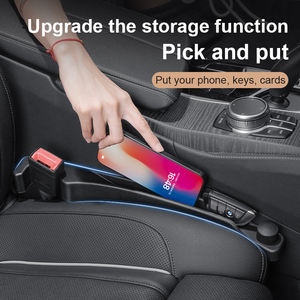 Juego de <span class=keywords><strong>2</strong></span> piezas para relleno de huecos de asiento de coche, tira de hueco lateral de asiento multifuncional de PU 3 en 1 con organizador de almacenamiento y función de gancho - Product Image 4
