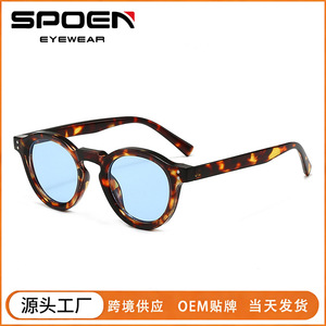 Round Tortoise Shell <b>Sunglasses</b> Full Rim UV400 <b>Retro</b> Style Lightweight Casual Unisex Adult Fashion Frames - Product Image 5