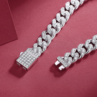Moissanit Cuban Link Armband 925 Sterling Silber Vollständig mit Pavé Besetzt 16,5-21cm Schweres Hip-Hop Schmuckstück für Männer