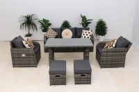 Modernes 7-Sitzer Rattan-Sofa-Set - Outdoor-Liegestuhl-Würfelgarnitur für Garten, Wohnzimmer & Innenhof