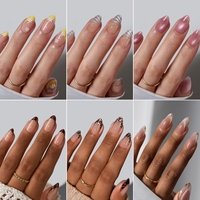 Fournisseurs de faux ongles personnalisés OEM ODM 3D Chrome Glitter French Design Faux ongles artificiels Marque privée