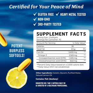 של מותג אומגה <span class=keywords><strong>3</strong></span> ושמן דגים תוספת כמוסות רכות עם טעם לימון טבעי התומך בספיתית תזונתית - Product Image 2