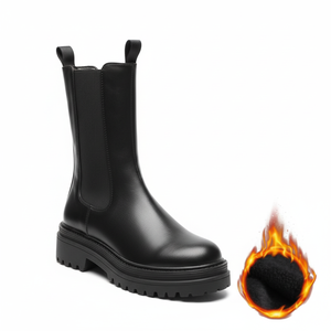 1 colore nero casual foderato pelliccia stivali chelsea TT8112 - Product Image 1