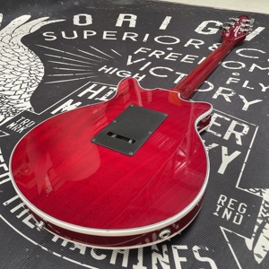 Gitar Elektrik Solid Wood Red Brainmay Tangan Kiri, Pickup S-S-S, Body Mahogany, Neck Maple, 6-String, Case Busa, Part Chrome, Pengiriman Cepat - Product Image 6