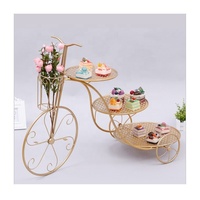 Support à gâteau de mariage en fer multicouche en forme de vélo à 3 niveaux, présentoir à desserts en métal pour fête de mariage