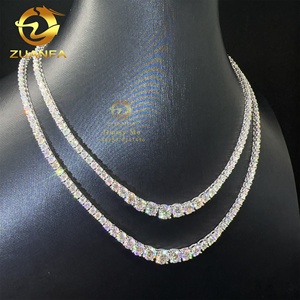 फैशन महिला उपहार गहने vvv मोइससानाइट टेनिस श्रृंखला 925 स्टर्लिंग सिल्वर हिप हॉप क्लस्टर टेनिस चेन हार - Product Image 3