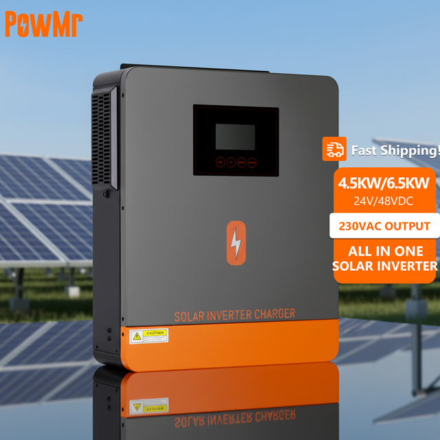 PowMr 4.5KW 6.5KW 230Vac Output Voltage Max Charge Current 120Amp MPPT Pure Sine Wave All in One Solar Inverter