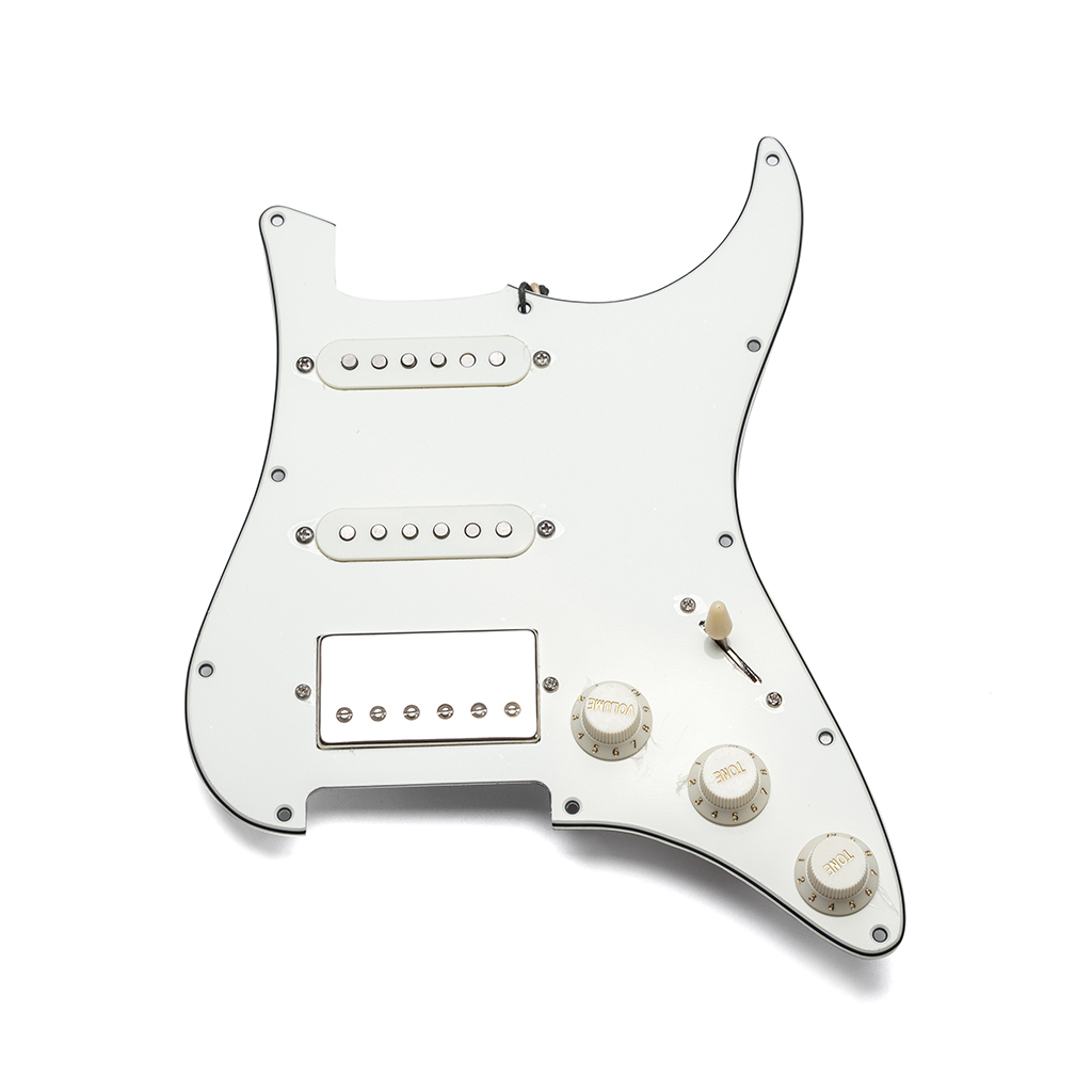 Loaded Stratocaster Electric Guitar Prewired HSS Pickguard with vintage wiring and hand wound vintage pickups CTS pots White
