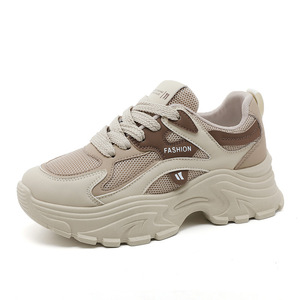 Nouvelles baskets sportives à talons hauts éclairées blanches pour femmes, plateforme compensée épaisse, semelle épaisse respirante, chaussures printemps automne - Product Image 5